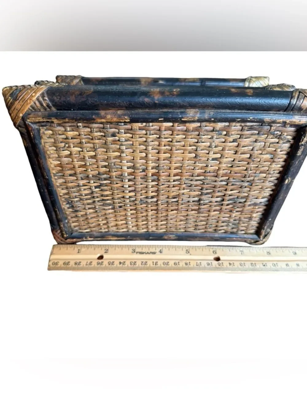 Pier 1 Coastal Rattan Letter Holder Desk Organizer Brown Tan